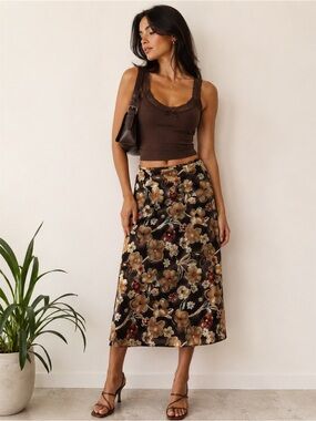 Vintage 90s Tracy Evans Floral Midi Skirt Size 11 -  Approx Womens' MEDIUM
